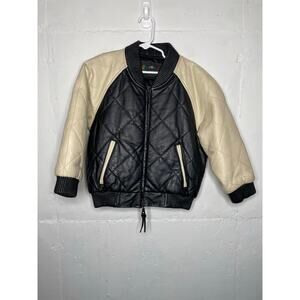 Vintage Shebang USA Kids Bomber Jacket Quilted Thick 100% Leather Size Small 4/5